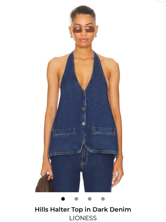Lioness Tops - Lioness Dark Blue Halter Denim Top